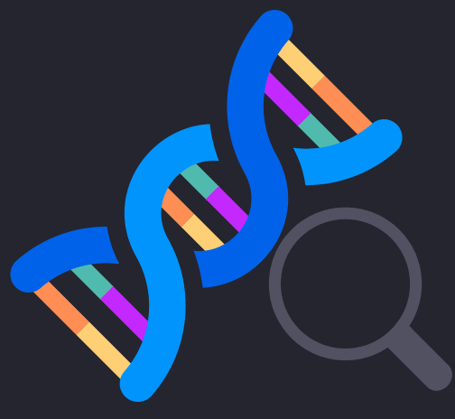 Animação de DNA com lupa e logos do bridge